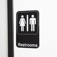 Restrooms Sign - Black and White, 9 inch x 6 inch