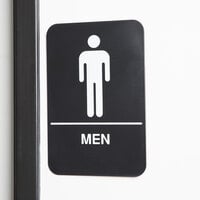 ADA Men's Restroom Sign with Braille - Black and White, 9 inch x 6 inch