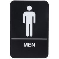 ADA Men's Restroom Sign with Braille - Black and White, 9" x 6"