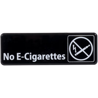 No E-Cigarettes Sign - Black and White, 9" x 3"