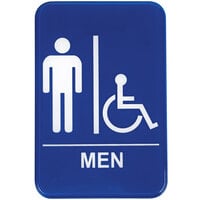Handicap Accessible Men's Restroom Sign - Blue and White, 9" x 6"