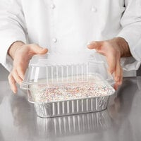 Durable Packaging 9 inch Square Foil Cake Pan and Lid - 25/Pack