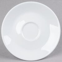 Tuxton BPE-0631 6 3/8 inch Porcelain White Cappuccino China Saucer - 24/Case