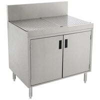 Advance Tabco PRSCD-19-24-M Prestige Series Enclosed Stainless Steel Drainboard Cabinet with Doors and Shelf - 24 inch x 25 inch