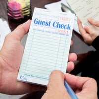 Choice 1 Part Green and White Guest Check with Beverage Lines and Top Guest Receipt - 50/Case