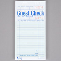 Choice 1 Part Green and White Guest Check with Beverage Lines and Top Guest Receipt - 50/Case