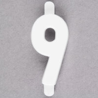 3/4 inch White Molded Plastic Number 9 Deli Tag Insert - 50/Set
