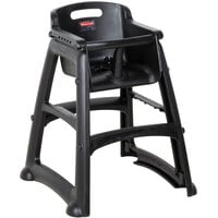 Rubbermaid FG780608BLA Black Restaurant High Chair without Wheels - Assembled