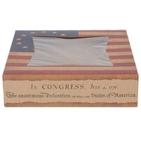 9" x 9" x 2 1/2" Auto-Popup Window Pie / Bakery Box with Vintage American Flag / Declaration of Independence Design - 150/Bundle