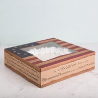 9 inch x 9 inch x 2 1/2 inch Auto-Popup Window Pie / Bakery Box with Vintage American Flag / Declaration of Independence Design - 150/Bundle