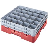 Cambro 25S638163 Camrack 6 7/8 inch High Customizable Red 25 Compartment Glass Rack