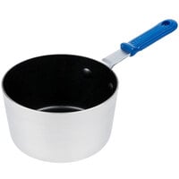 Vollrath Z434112 Wear-Ever 1.5 Qt. Tapered Non-Stick Aluminum Sauce Pan with SteelCoat x3 and Blue Silicone Cool Handle