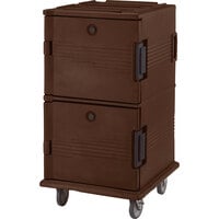 Cambro UPC1600SP131 Ultra Camcarts® Dark Brown Insulated Food Pan Carrier with Heavy-Duty Casters and Security Package - Holds 24 Pans