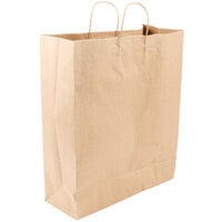 Duro Towner Natural Kraft Paper Shopping Bag with Handles 16 inch x 6 inch x 19 inch - 200/Bundle