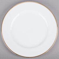 10 Strawberry Street GL0004 7 3/4 inch Gold Line Porcelain Salad / Dessert Plate - 24/Case