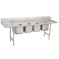 Advance Tabco 93-44-96-24RL Regaline Four Compartment Stainless Steel Sink with Two Drainboards - 154 inch