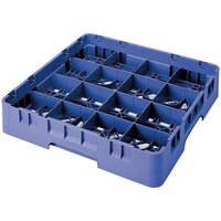 Cambro 16S1114168 Camrack 11 3/4 inch High Customizable Blue 16 Compartment Glass Rack