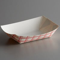 250ct Food Trays 1 Pound Baskets Boats Plaid Printed Paper Cardboard Concession 