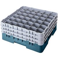 Cambro 36S1114414 Teal Camrack Customizable 36 Compartment 11 3/4 inch Glass Rack