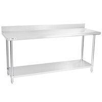 Regency 24 inch x 72 inch 16-Gauge Stainless Steel Commercial Work Table with 4 inch Backsplash and Undershelf