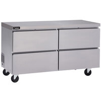 Delfield GUR48P-D 48 inch Front Breathing Undercounter Refrigerator with Four Drawers and 5 inch Casters