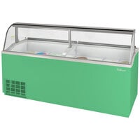 Turbo Air TIDC-91G-N 91 inch Green Low Curved Glass Ice Cream Dipping Cabinet