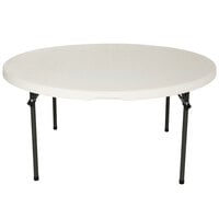 Lifetime Round Folding Table, 60" Plastic, Almond - 4/Pack