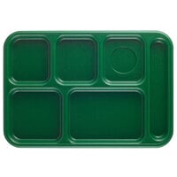 Cambro 10146CW119 Camwear 10 inch x 14 1/2 inch Sherwood Green 6 Compartment Serving Tray - 24/Case