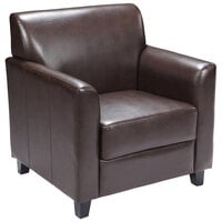Flash Furniture BT-827-1-BN-GG Hercules Diplomat Brown Leather Chair with Wooden Feet