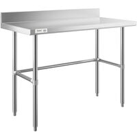 Regency 24 inch x 48 inch 16-Gauge 304 Stainless Steel Commercial Open Base Work Table with 4 inch Backsplash