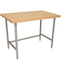 Advance Tabco TH2S-244 Wood Top Work Table with Stainless Steel Base - 24" x 48"