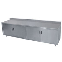 Advance Tabco HK-SS-306 30" x 72" 14 Gauge Enclosed Base Stainless Steel Work Table with Hinged Doors and 5" Backsplash