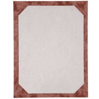 8 1/2 inch x 11 inch Burgundy Menu Paper - Angled Marble Border - 100/Pack