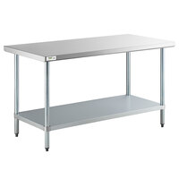 Regency 30" x 60" 18-Gauge 304 Stainless Steel Commercial Work Table with Galvanized Legs and Undershelf