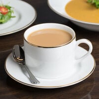 10 Strawberry Street GL0009 6 oz. Gold Line Porcelain Can Cup with Saucer - 24/Case