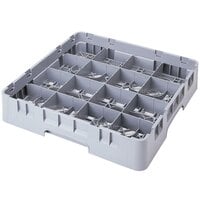 Cambro 16S800151 Camrack 8 1/2 inch High Customizable Soft Gray 16 Compartment Glass Rack