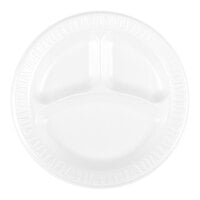 Dart 9CPWC Concorde 9" 3 Compartment White Non-Laminated Round Foam Plate - 500/Case