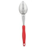 Vollrath 6414240 Jacob's Pride 14 inch Heavy-Duty Perforated Basting Spoon with Red Ergo Grip Handle