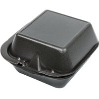 Genpak SN225-BK 6" x 6" x 3" Black Foam Hinged Lid Container - 125/Pack