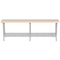 Advance Tabco H2S-248 Wood Top Work Table with Stainless Steel Base and Undershelf - 24" x 96"