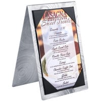 Menu Solutions MTDBL-411 Alumitique Two View Swirl Aluminum Menu Tent with Picture Corners - 4 1/4 inch x 11 inch