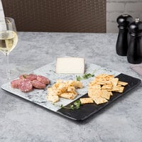 Elite Global Solutions M13SM Horizon Slate 13 inch Faux Slate and Marble Square Serving Board
