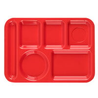 Carlisle P61405 10 inch x 14 inch Red Left Hand 6 Compartment Tray