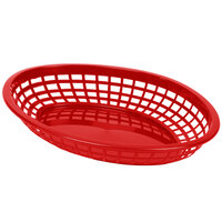 Tablecraft C1084R Red Jumbo Oval Polypropylene Fast Food Basket - 12/Pack