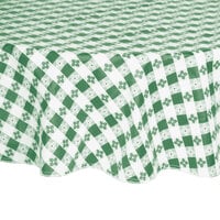 Intedge 60 inch Round Green Gingham Vinyl Table Cover with Flannel Back