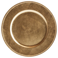 Tabletop Classics by Walco TRG-6655 13 inch Gold Round Plastic Charger Plate with Beaded Rim
