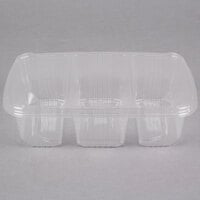 Polar Pak 5RH076-3P-C 11 inch x 7 inch Clear 3 Compartment Plastic Deli Platter / Catering Tray with Lid   - 100/Case