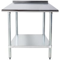Advance Tabco FLAG-243-X 24" x 36" 16 Gauge Stainless Steel Work Table with 1 1/2" Backsplash and Galvanized Undershelf