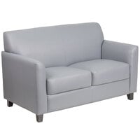 Flash Furniture BT-827-2-GY-GG Hercules Diplomat Gray Leather Loveseat with Wooden Feet