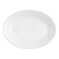 Acopa 13" x 10" Bright White Oval Coupe Stoneware Platter - 12/Case